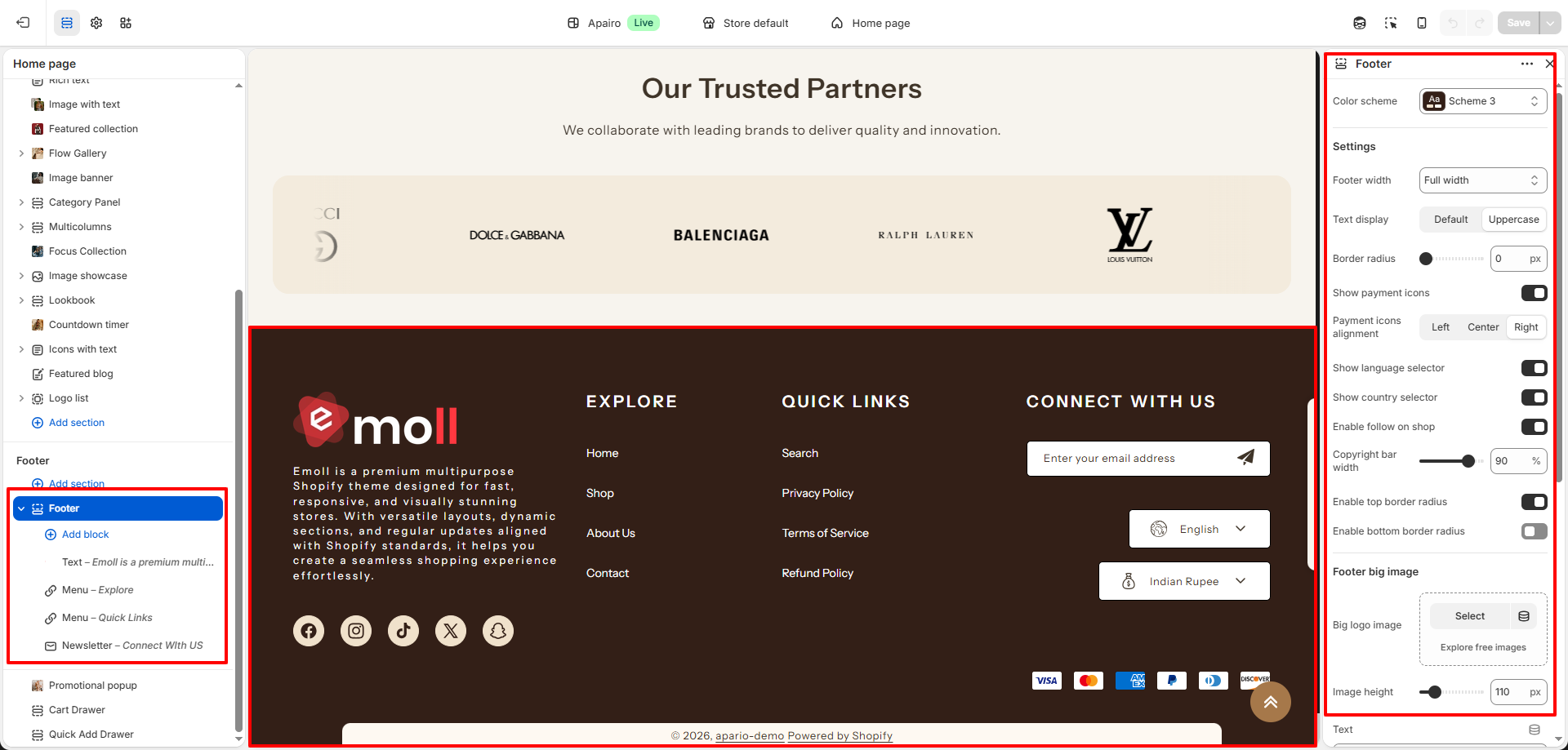 Footer Settings