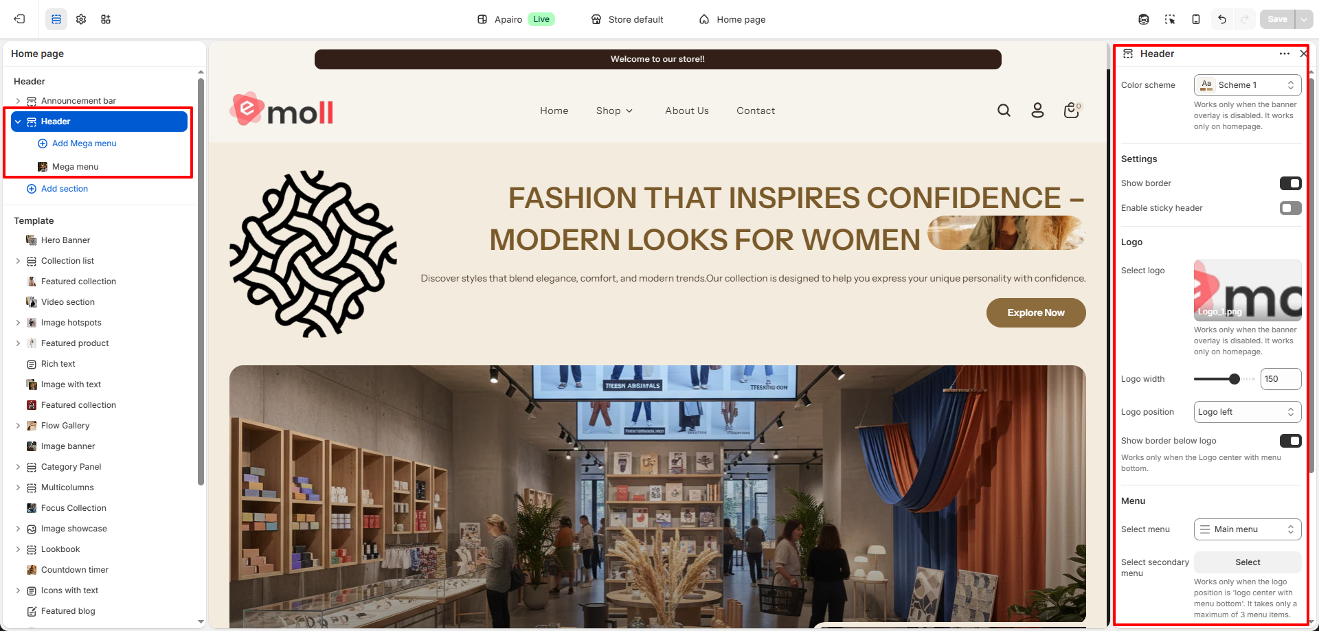Header Section Preview
