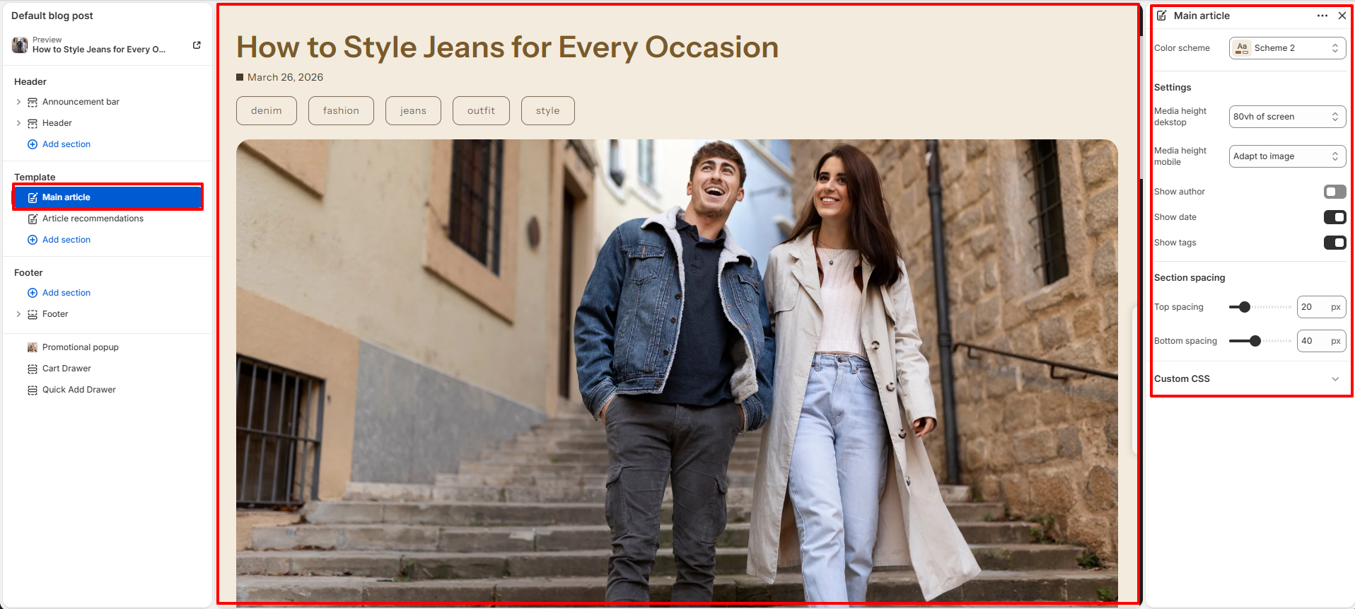 Main Article Settings