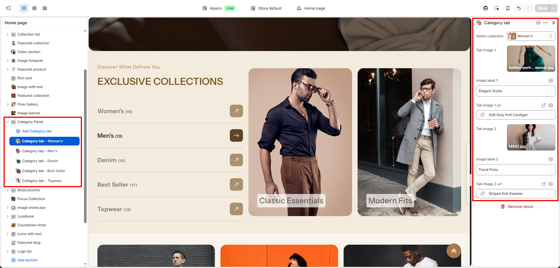 Collection Tab Configuration