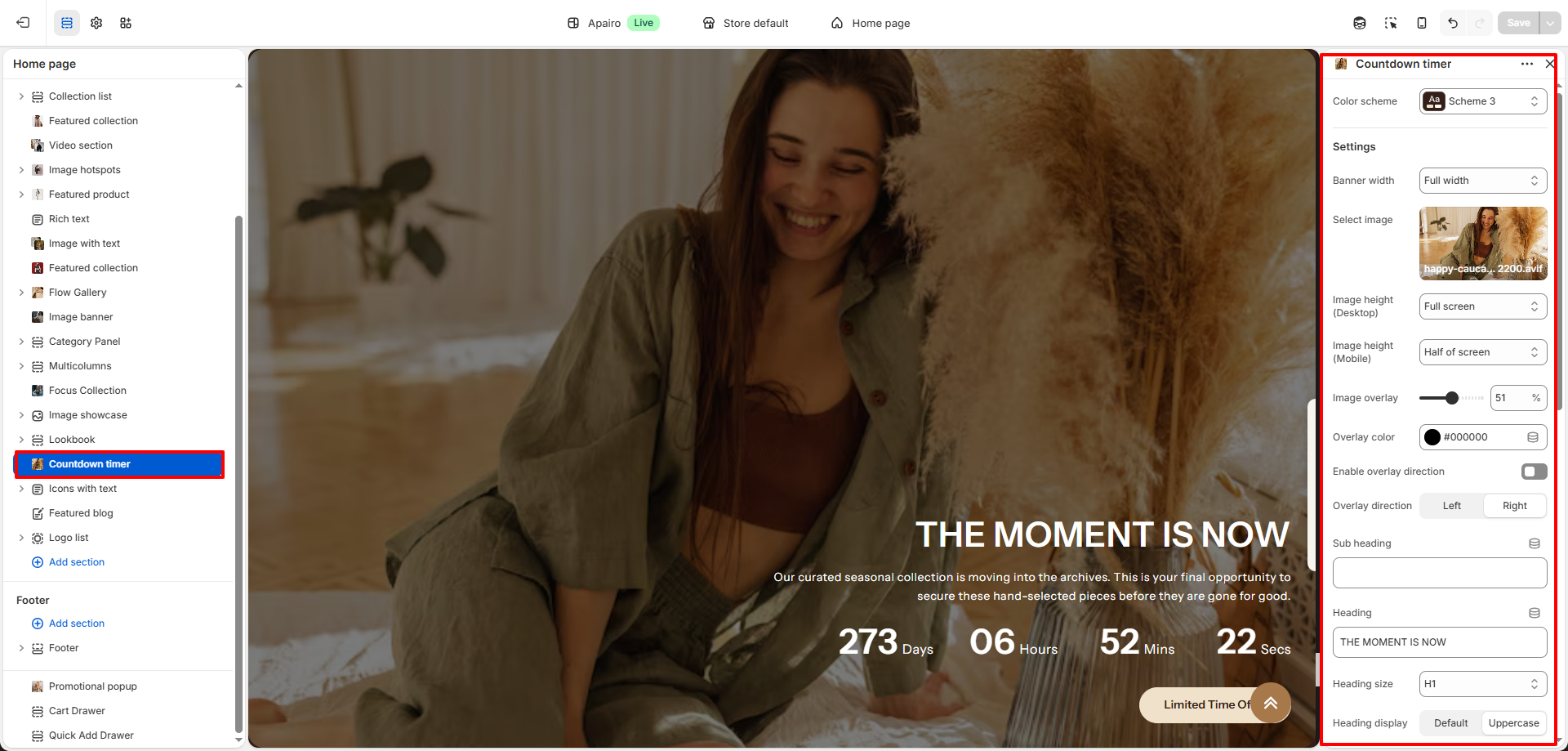Countdown Timer Settings