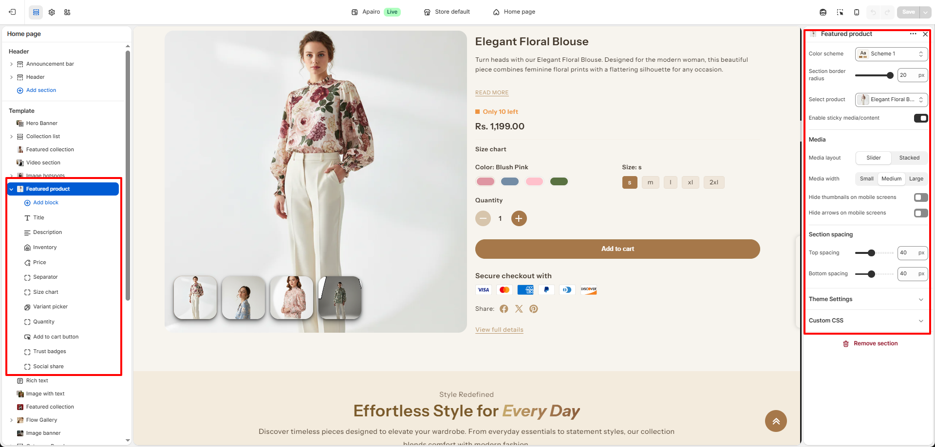 Featured Product Settings