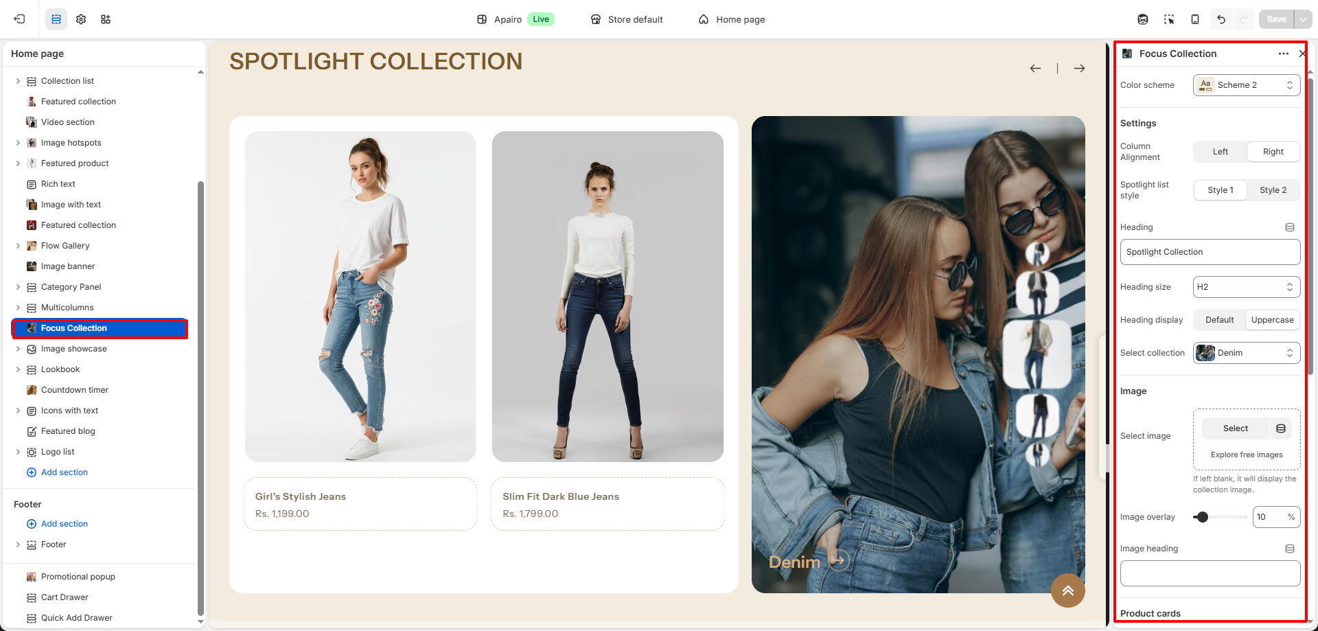Focus Collection Settings