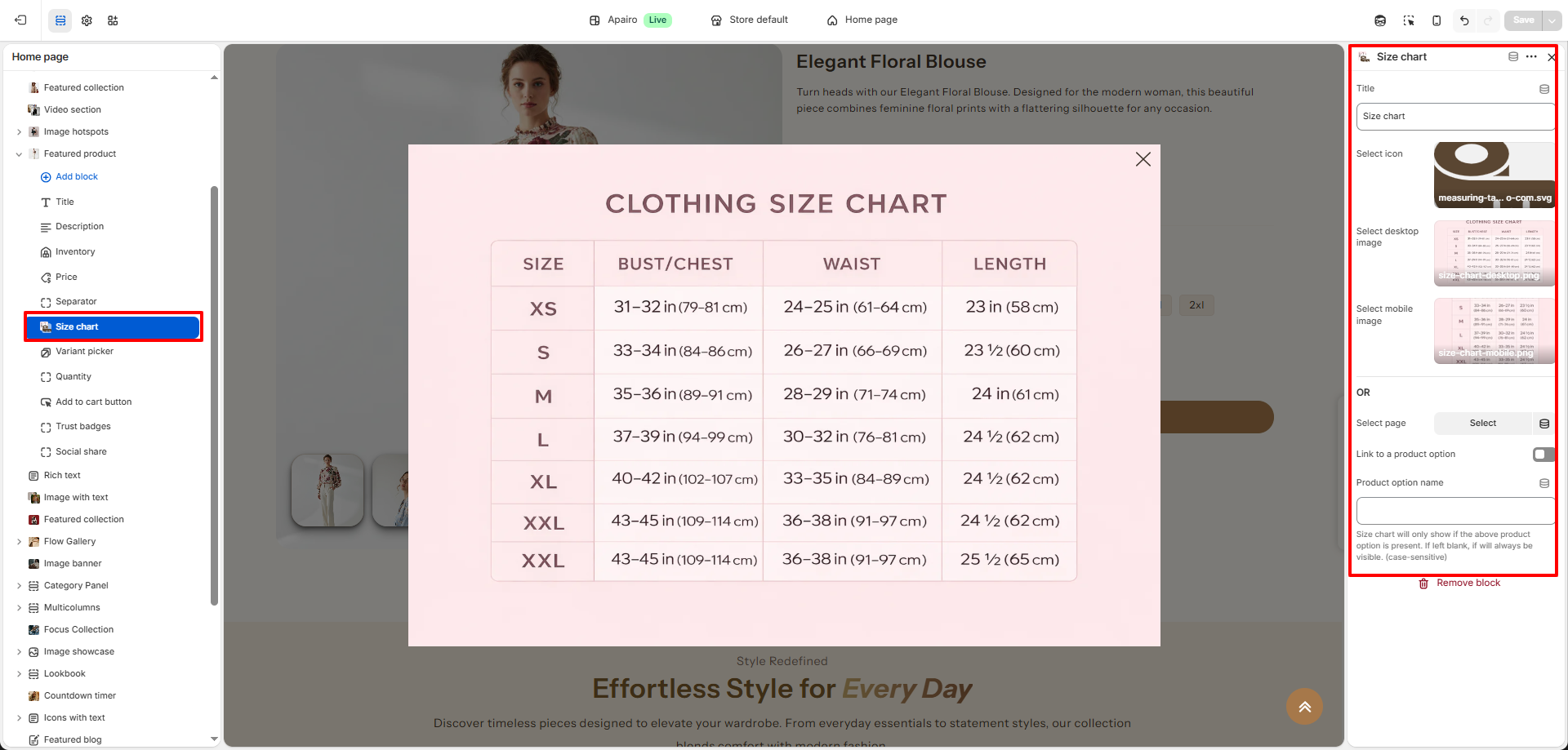 Size chart