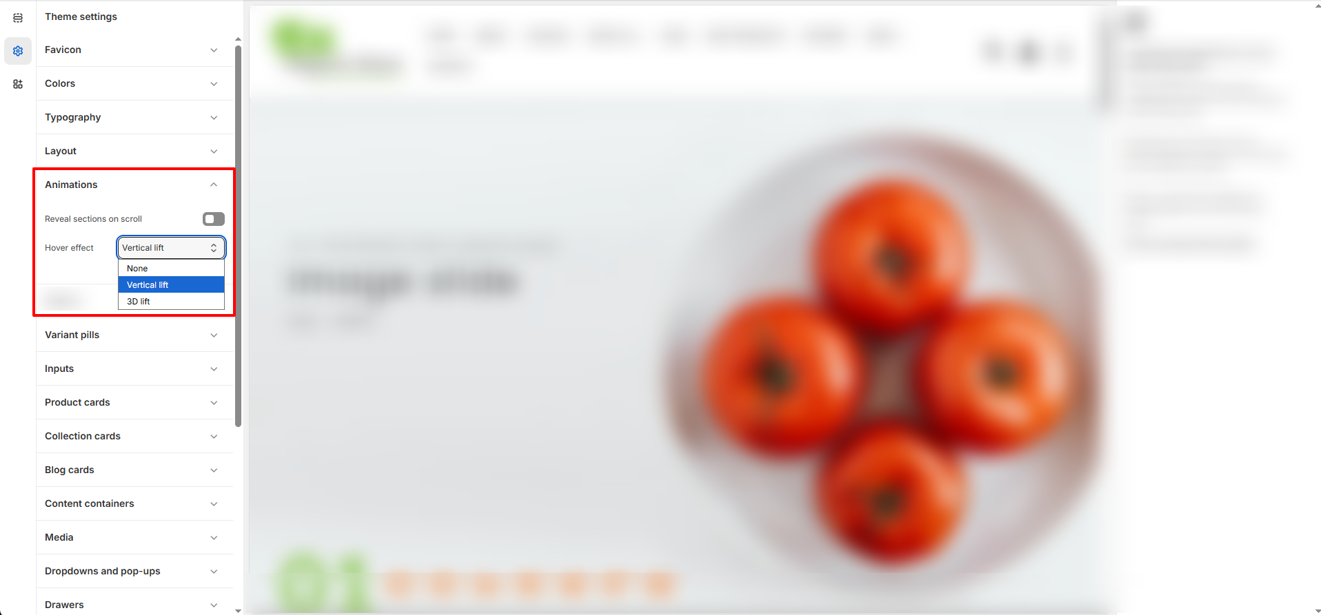 Theme Animation Settings Image