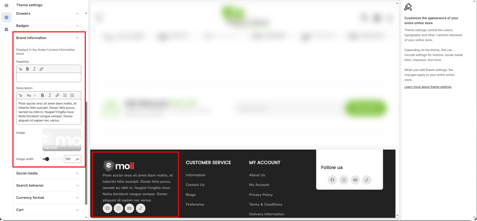 Brand Information Settings Image