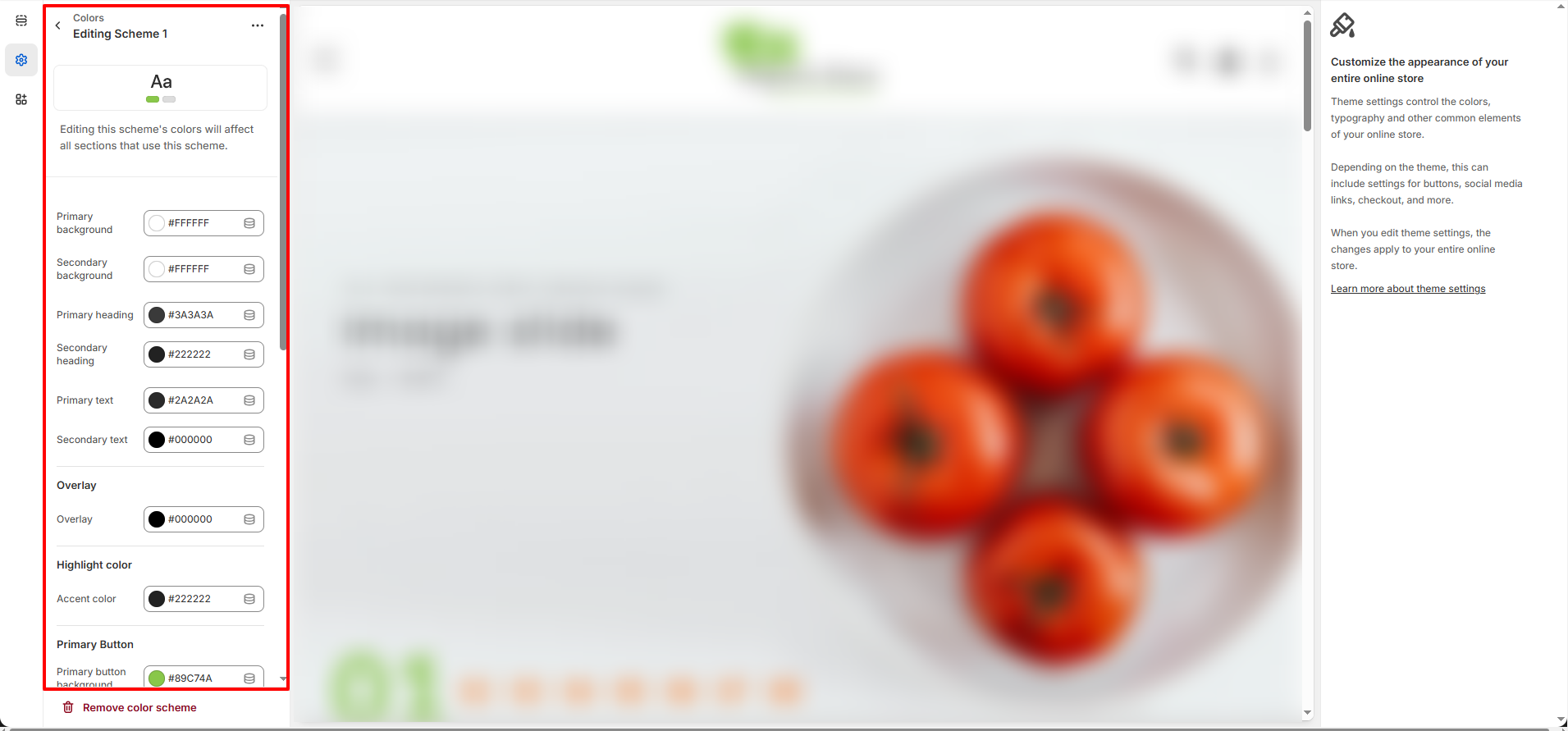 Color Scheme Settings Image