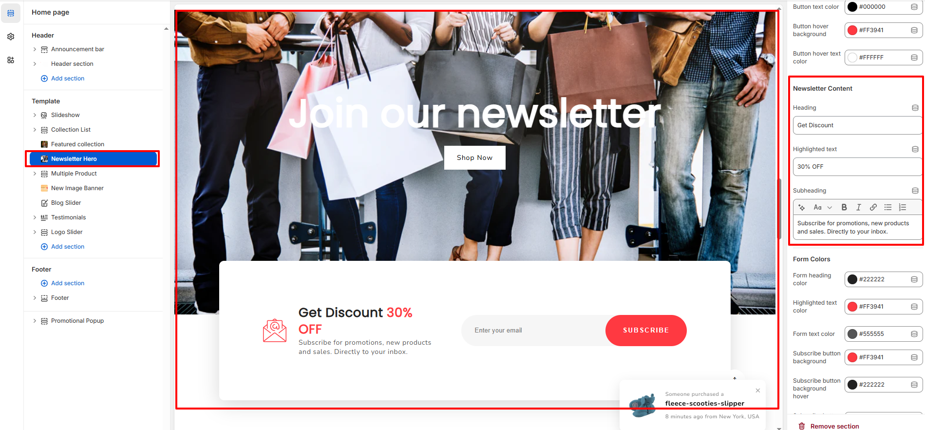 Newsletter Content Settings