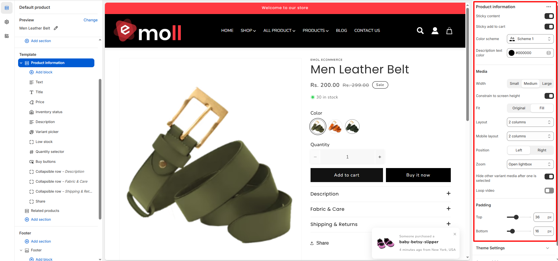Product Page Configuration