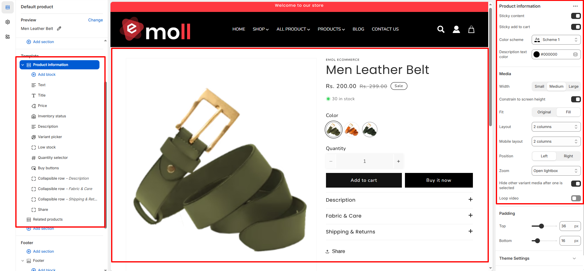 Product Page Layout