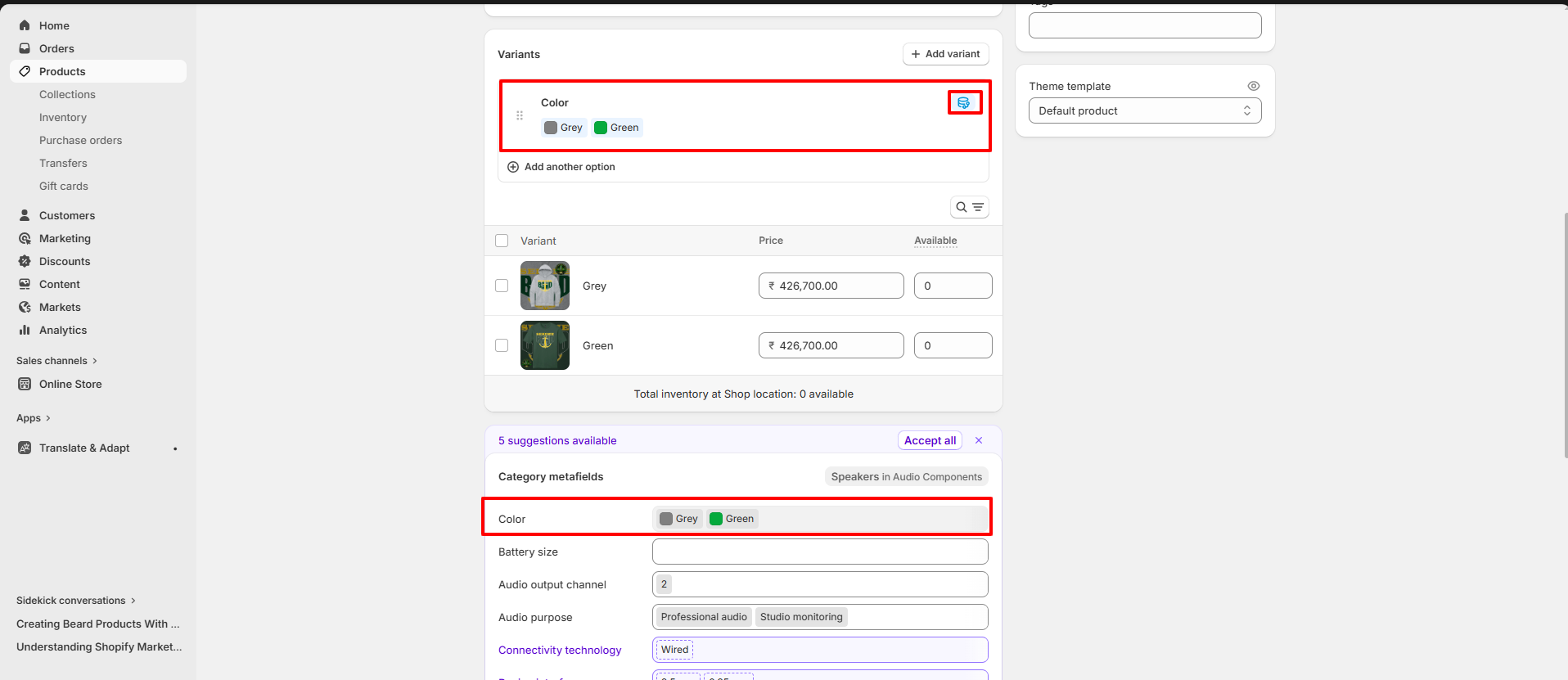Image Hotspot Section Settings