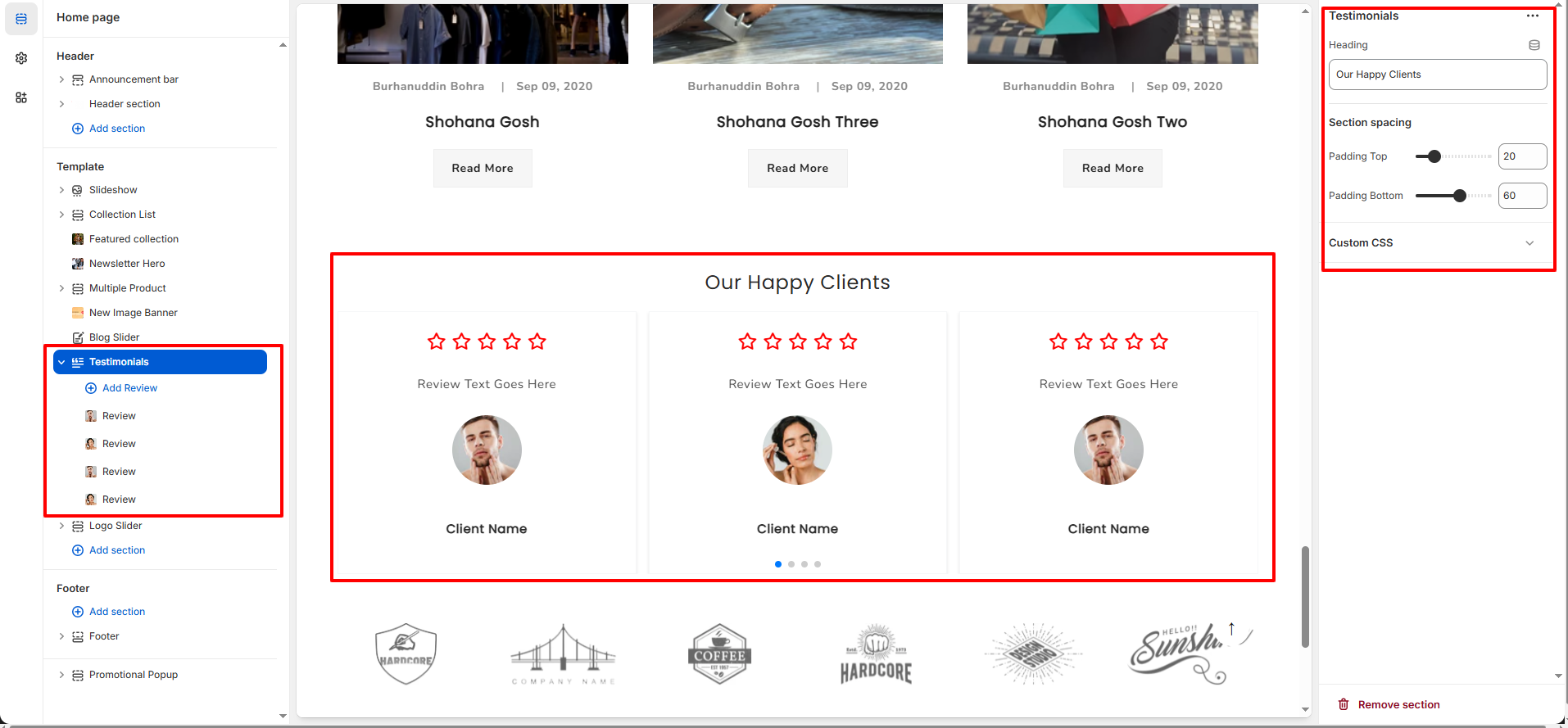 New Banner Image Section Settings