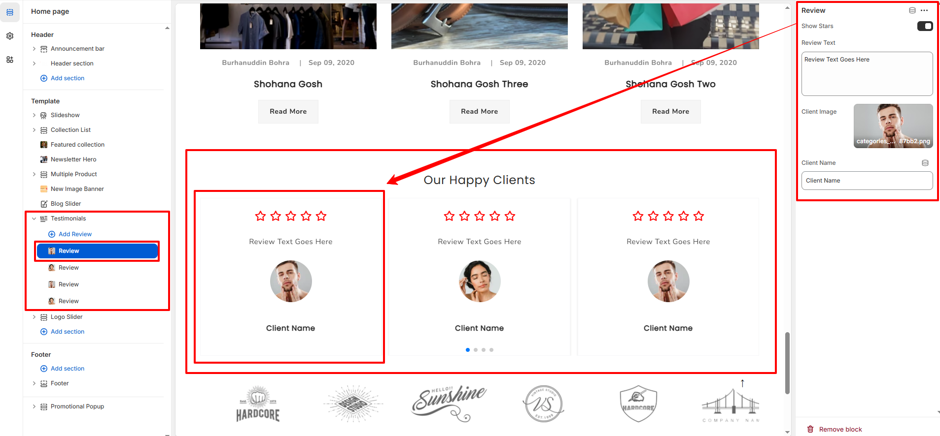 New Banner Image Section Settings