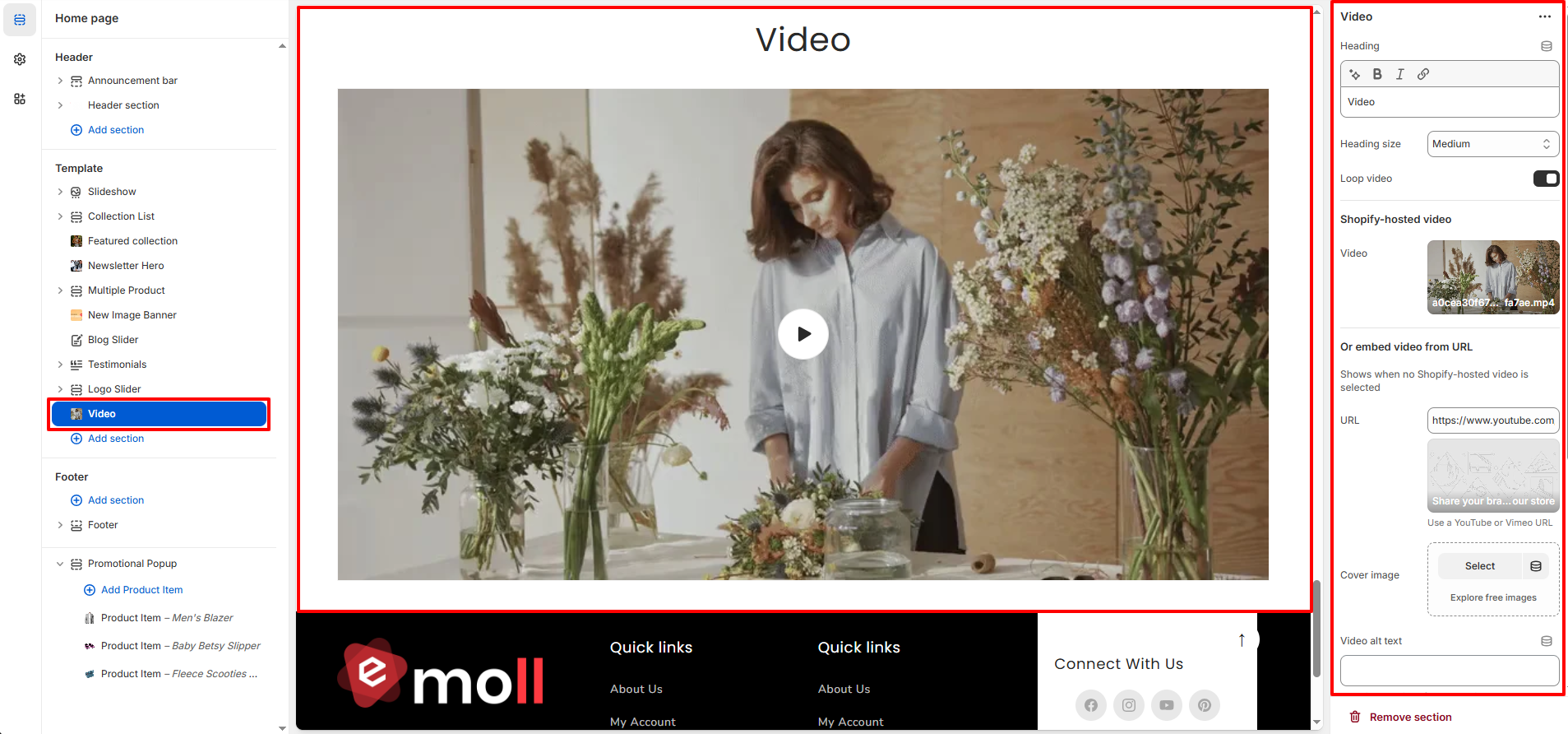 Video Section Settings